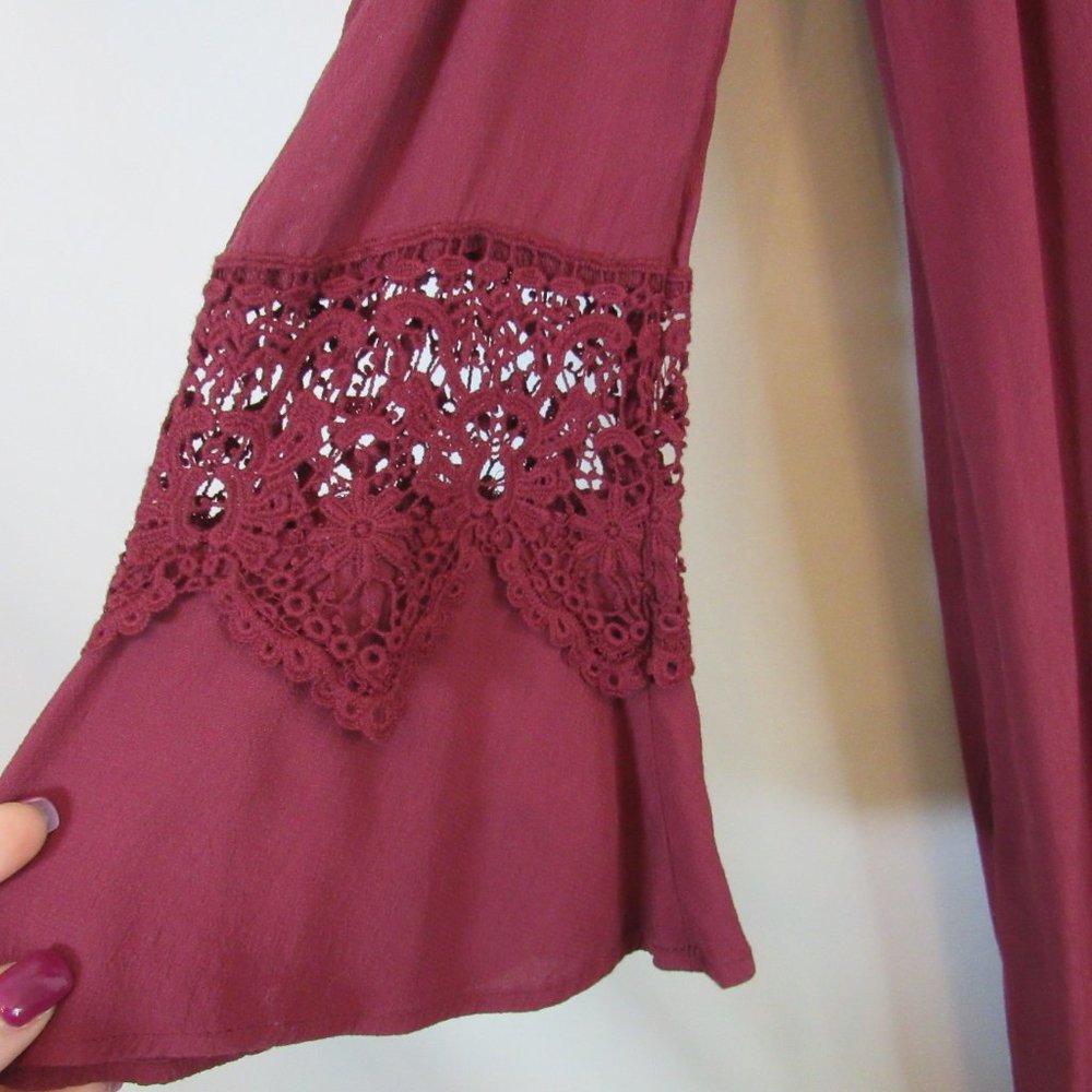 astr the label Burgundy Cold Shoulder Bell Sleeves Dress - Picture 8 of 10